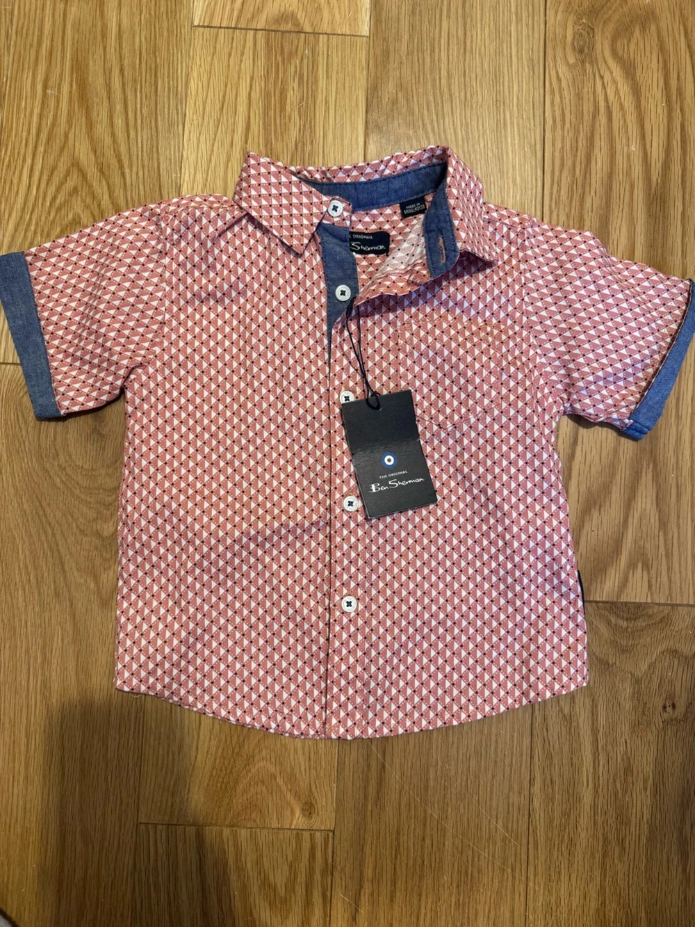 Ben Sherman Red Geometric Short-Sleeve Button-Down